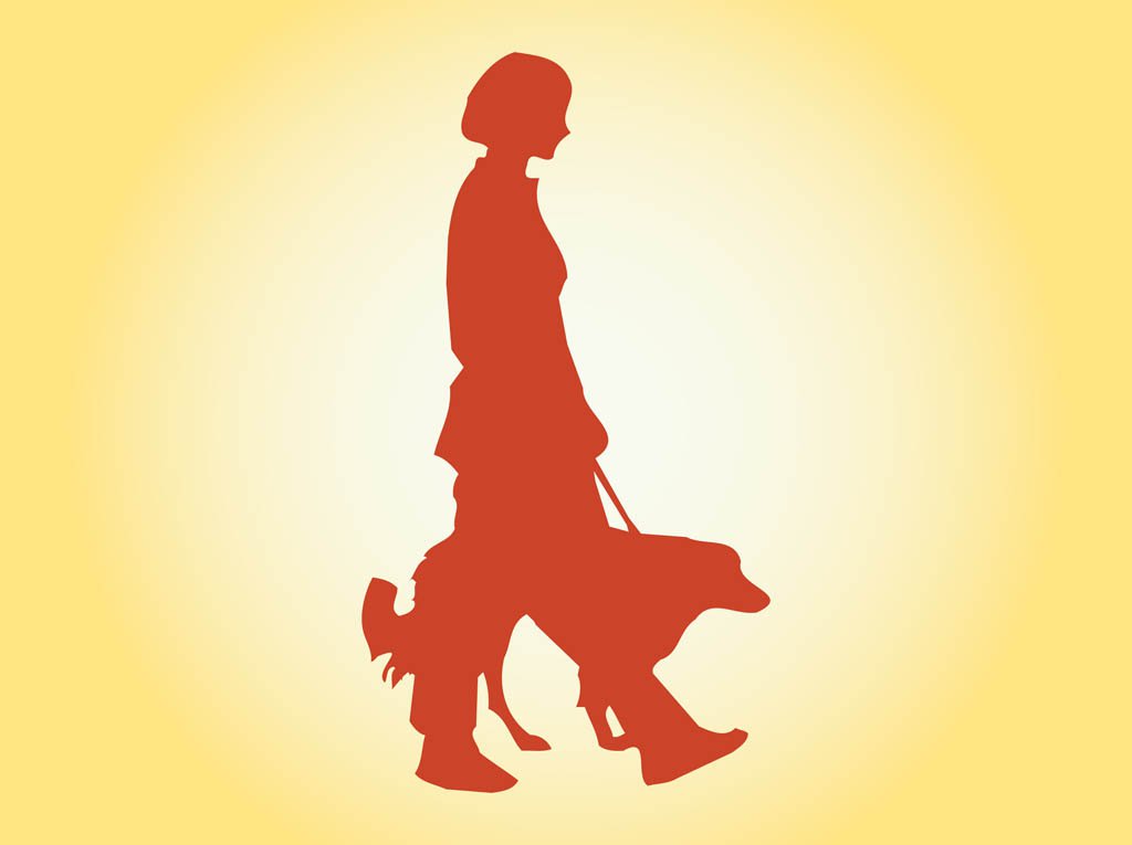Girl Walking Dog Vector Art & Graphics | freevector.com