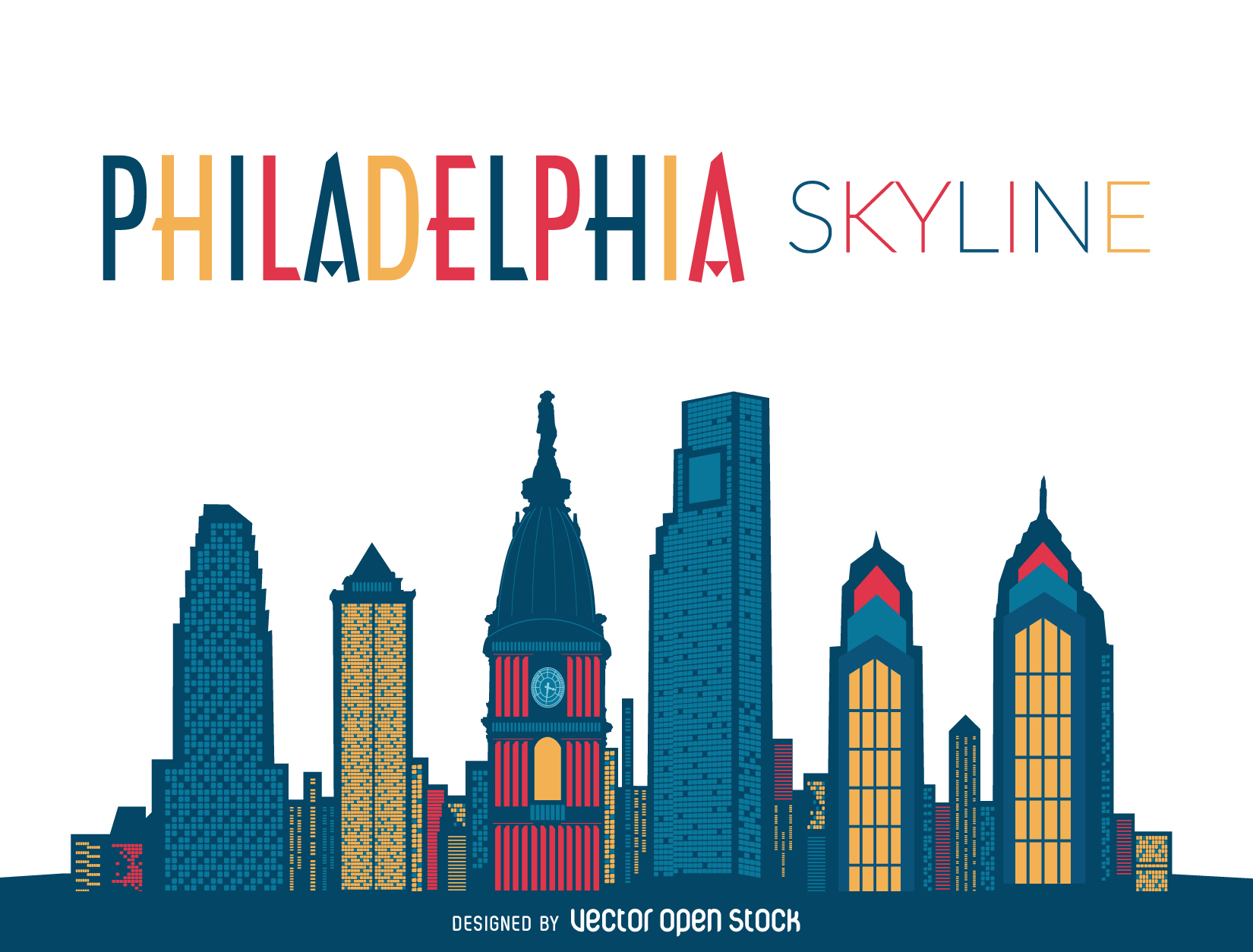 Philadelphia skyline silhouette - Vector download