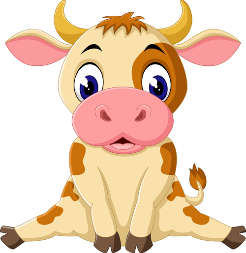 Cartoon baby cow vector illustration 07 - Vector Animal, Vector ...