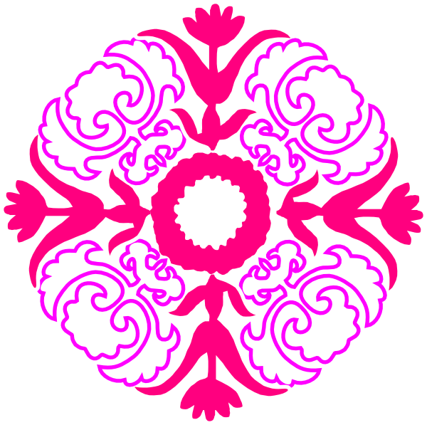 Damask Flourish- Pink Orange Clip Art - vector clip ...