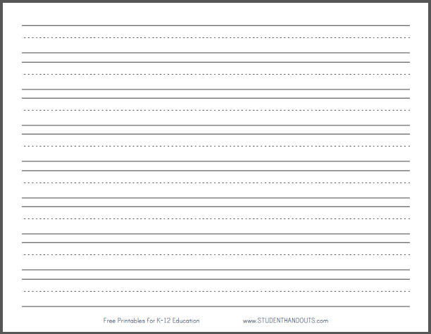 Primary Dashed Writing Paper with 1" Lines | Student Handouts