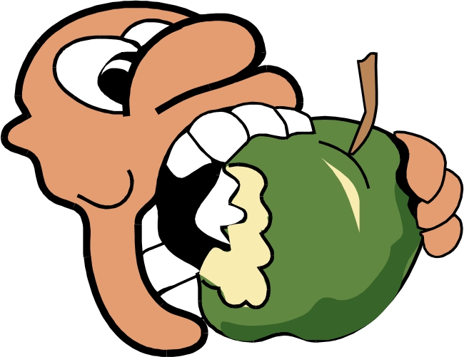 Person eating apple clipart