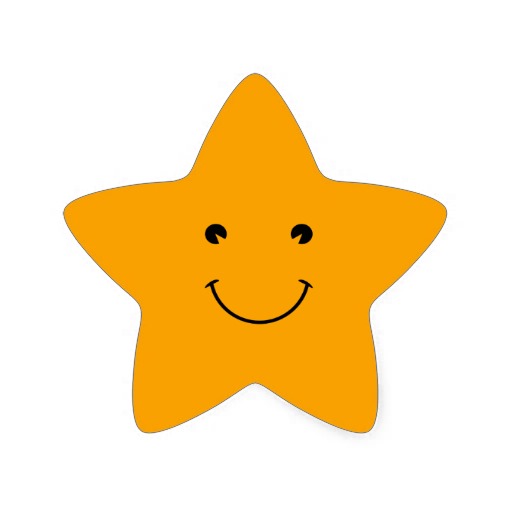 Orange Smiley Face Star Stickers from Zazzle.