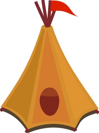 Download Cartoon Tipi Tent With Red Flag clip art Vector Free