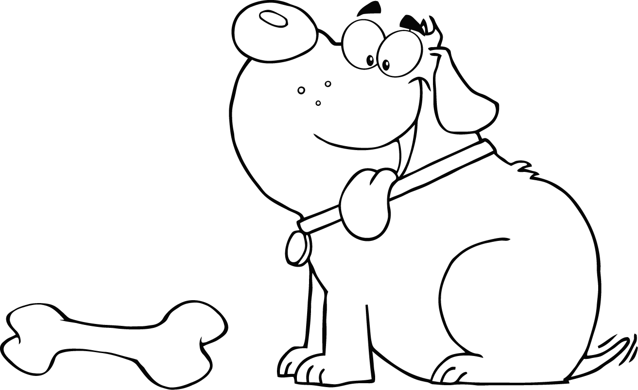 Fat dog with bone coloring pages free printable : - Coloring Guru