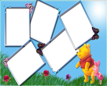 Five Frames with Winnie The Pooh Theme | Cartoon frame design