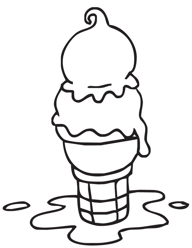 Melting ice cream cone clipart black and white