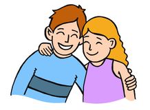 Brother and sister hugging clipart