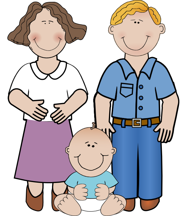 Mother father 4 children 2 babies clipart