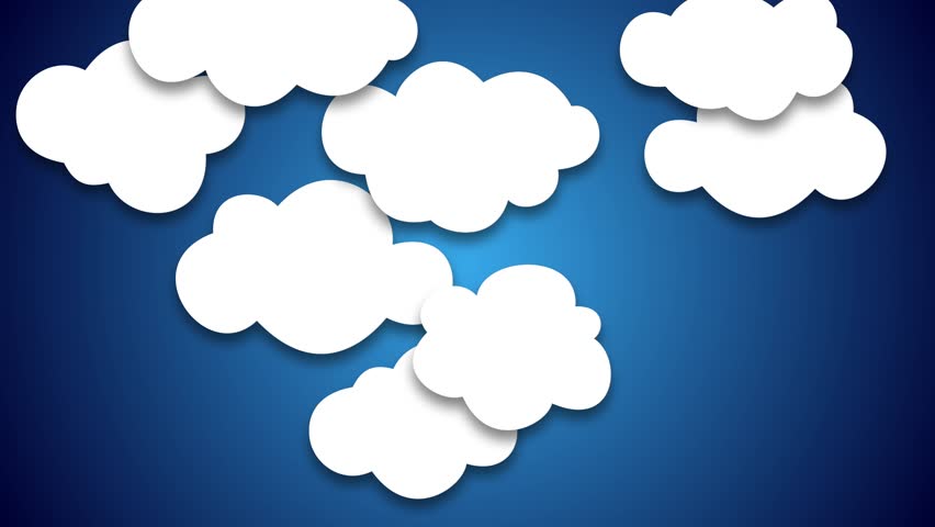 Cartoon Clouds Floating Slowly On Blue Background Stock Footage ...
