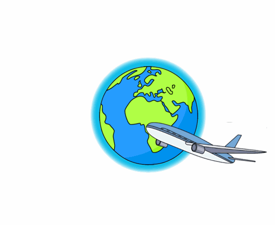 Transportation Animated Clipart: plane_flying_around_earth_5C ...
