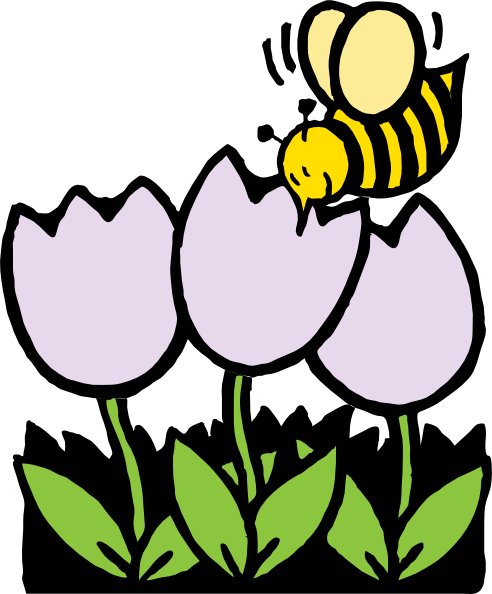 Bee And Flowers clip art Free Vector
