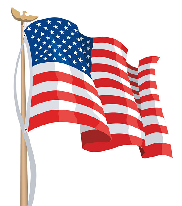 Waving american flag clipart