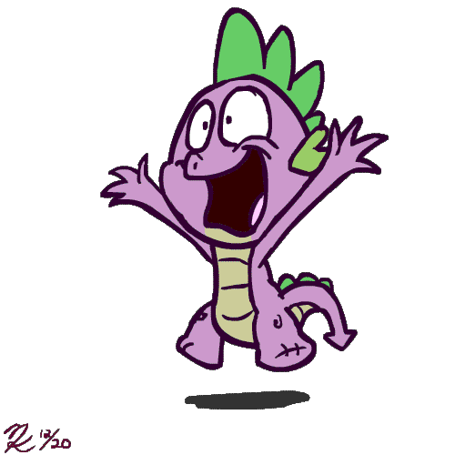 Animated GIF - Spike, happy, fanart, open mouth, jumping, Waving ...