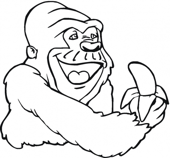 Monkey Eats Banana coloring page | Super Coloring ...