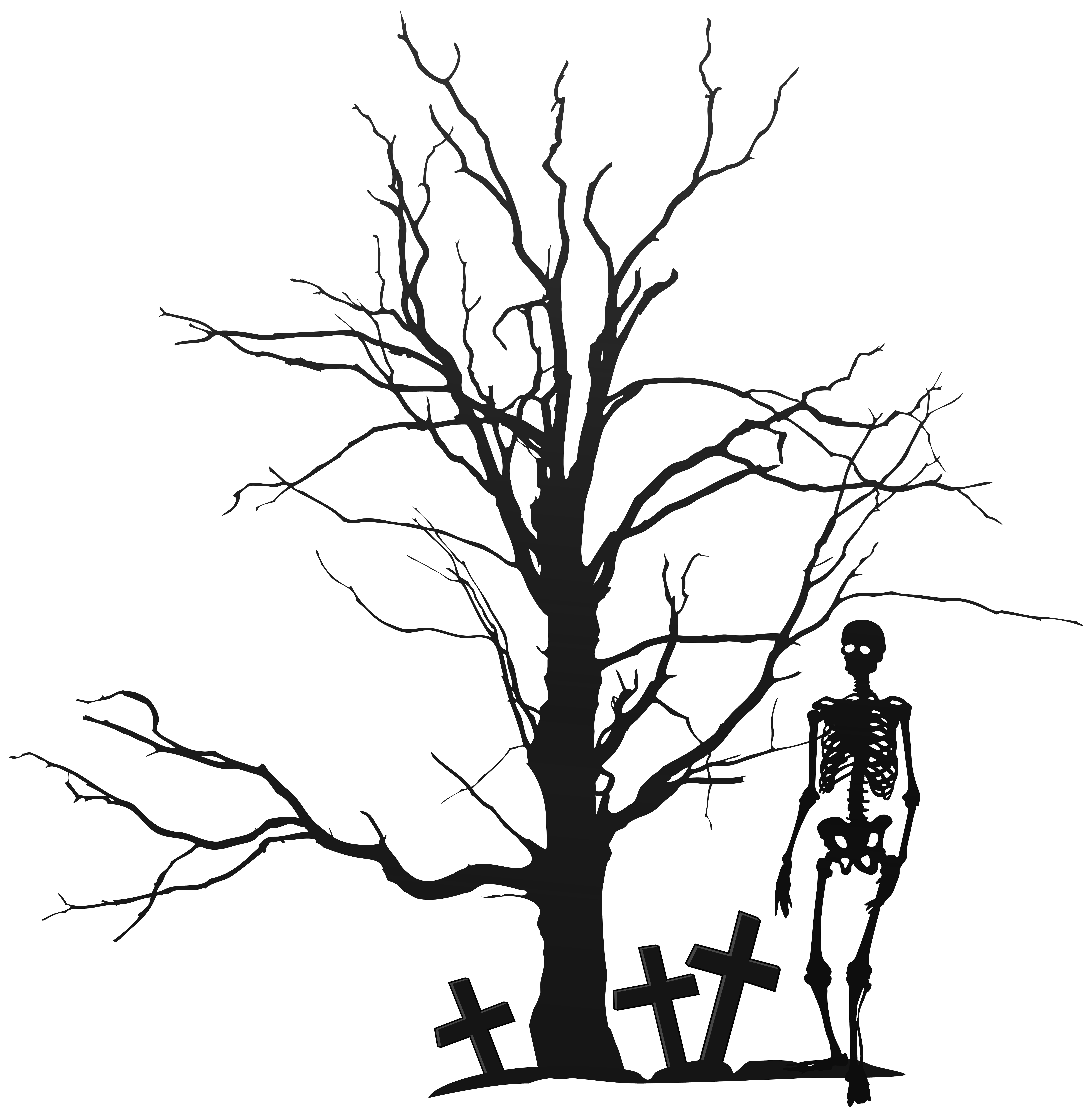531 views Halloween Tree and Skeleton PNG Clipart Image