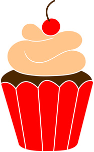 Cupcake Clipart Image - Frosted Cupcake Topped with a Cherry