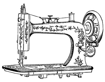 Antique Clip Art - Pretty White Sewing Machine The Graphics Fairy