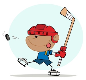 Hockey Clipart Image - Little Boy Playing Ice Hockey as Hit Hits ...