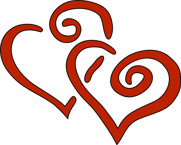 Red Curly Hearts clip art Free Vector