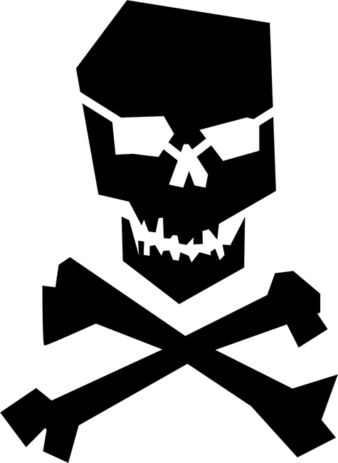 Chopped Skull and Crossbones Stencils- stencilease.