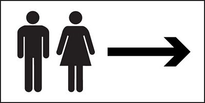 7076 - Toilet/WC Signs - Man and ladies symbol with arrow right