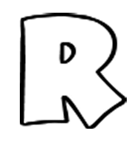 Letter r clipart black and white