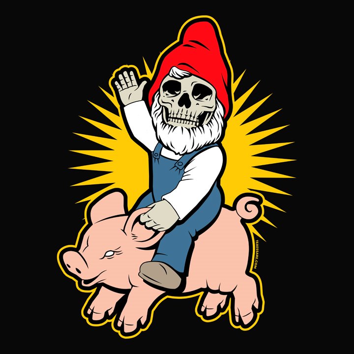Teaessare Illustration & Design Â» 366 Skulls and a Gnome Riding a Pig
