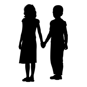GIRL & BOY HOLDING HANDS WALL SILHOUETTE DECAL (Children's Decor ...