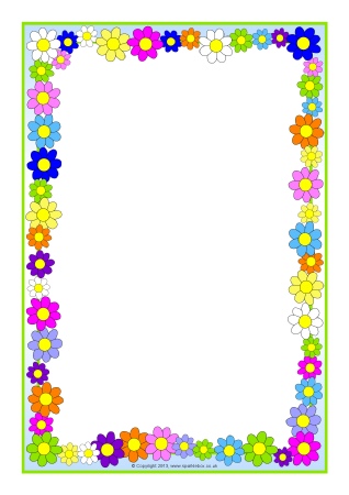 Flowers A4 page borders (SB10393) - SparkleBox