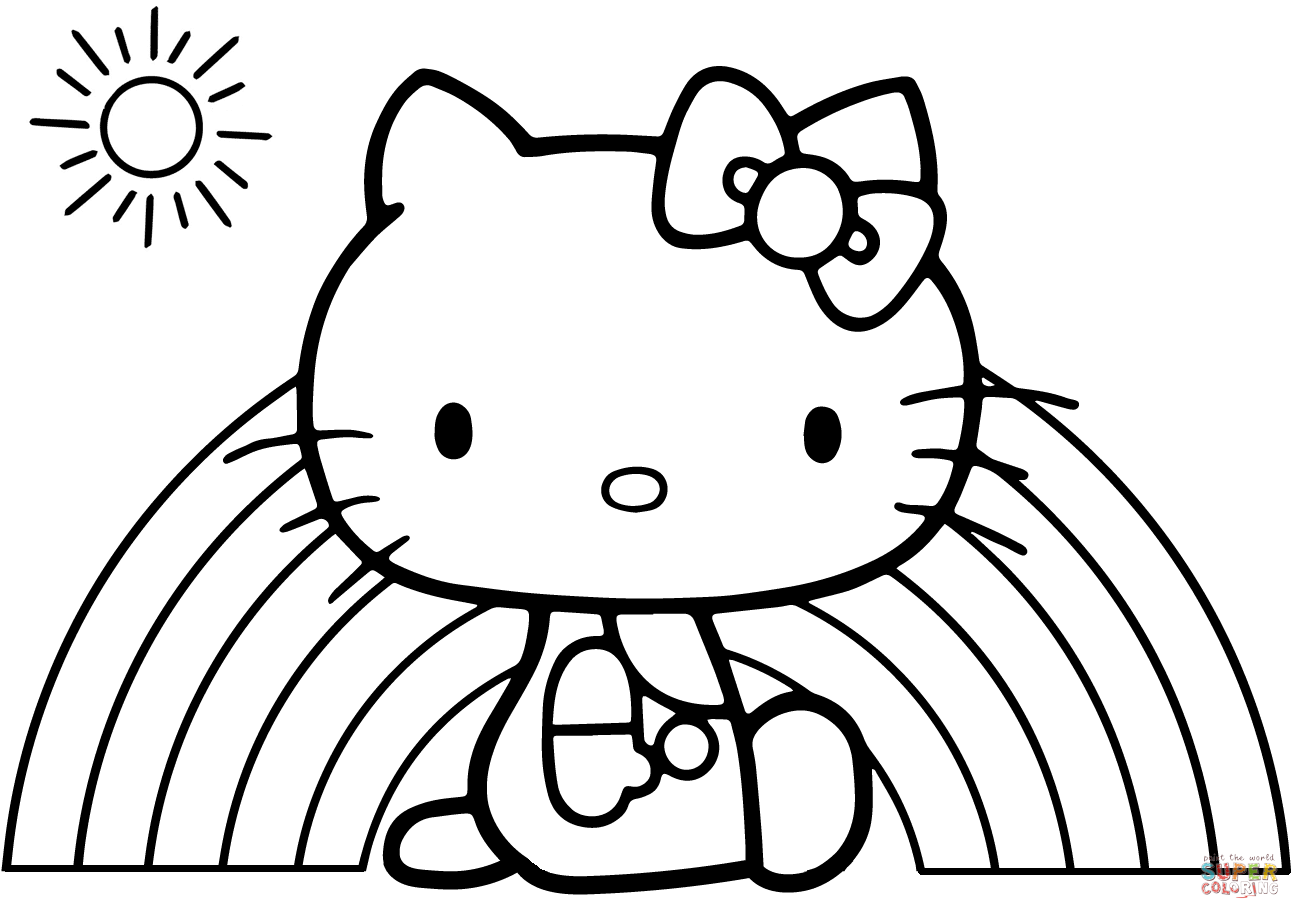 Hello Kitty Rainbow coloring page | Free Printable Coloring Pages
