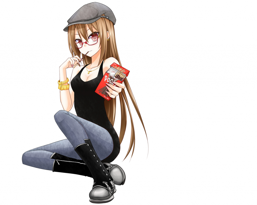 Anime Girl With Brown Hair And Glasses - Drawing Art Library