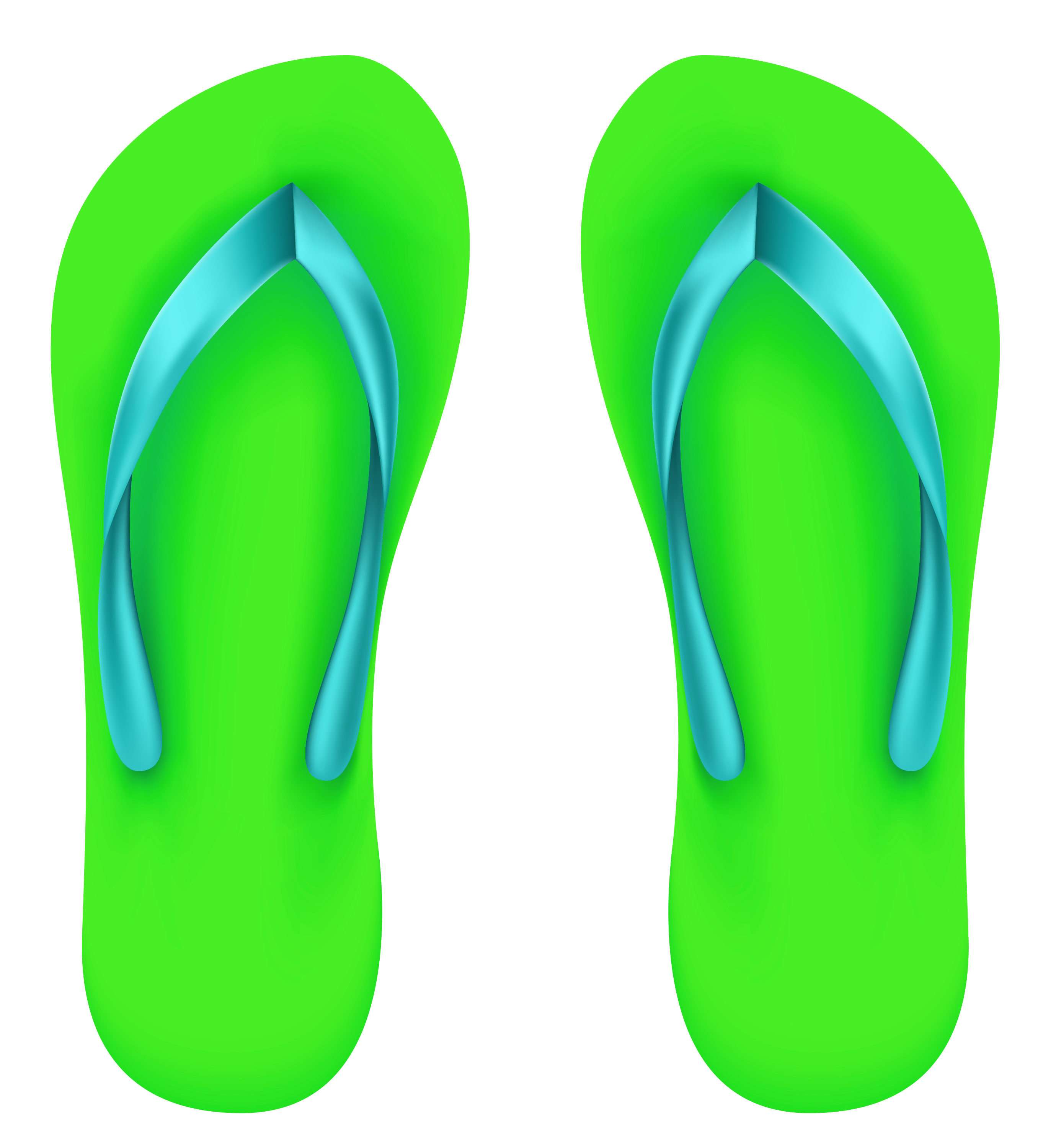 Green Beach Flip Flops PNG Clipart