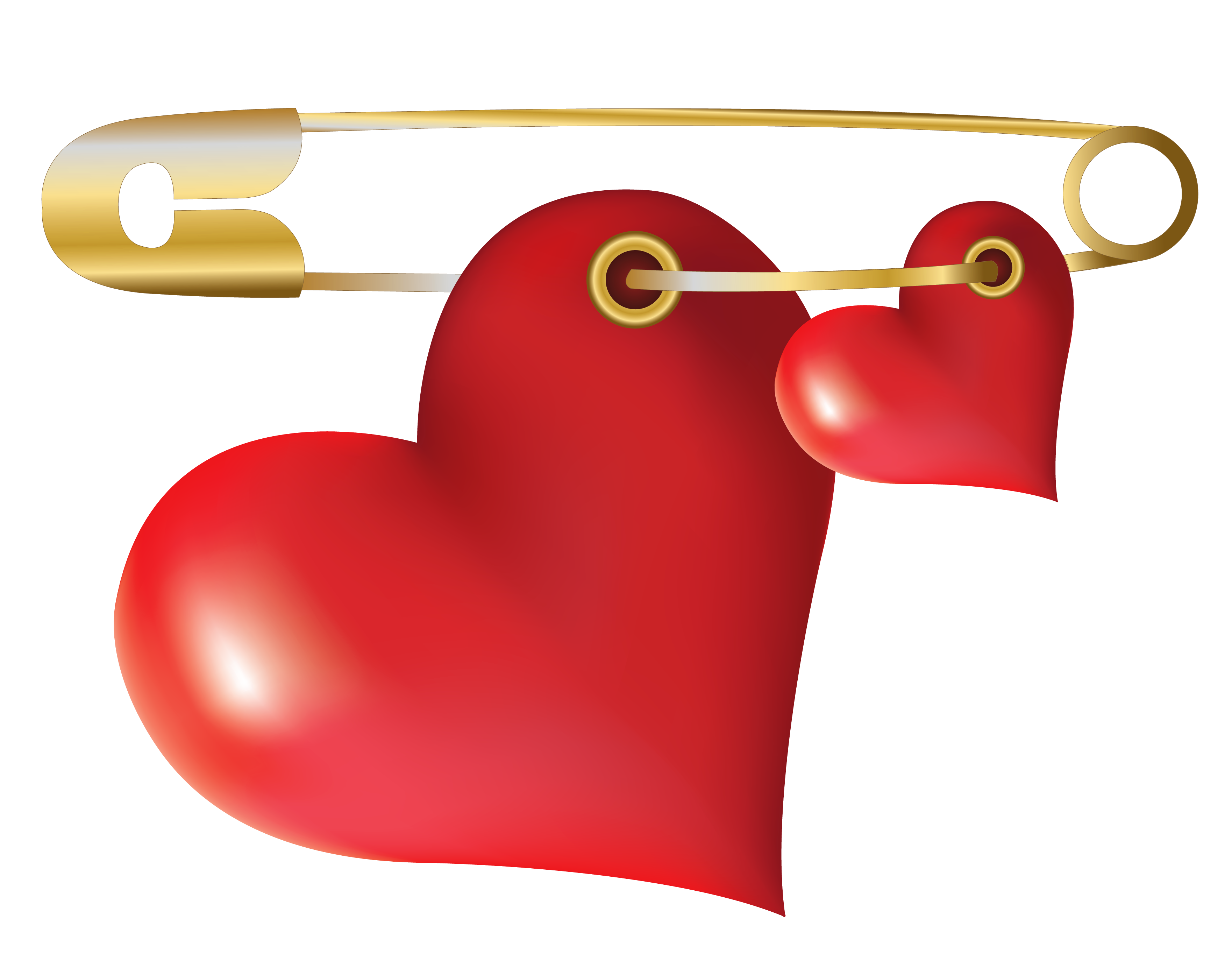 Hearts with Safety Pin PNG Clipart