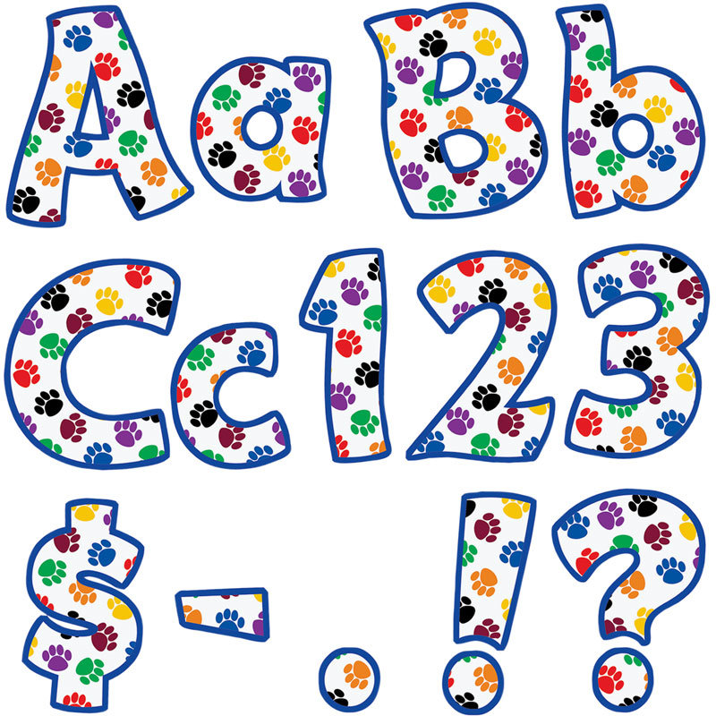 Colorful Paw Prints Funtastic 4" Letters And Numbers