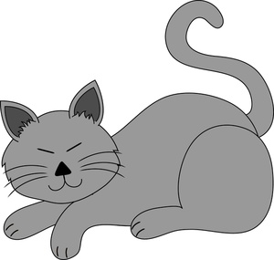 Gray Cat Clipart Image - A gray cat laying down and relaxing