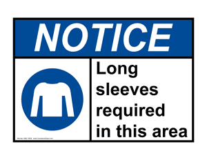 PPE: Long Sleeves Required In This Area sign #ANE-18529 - Safety ...