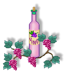 Wine clip art of red and pink wine bottles with grapes and vines ...