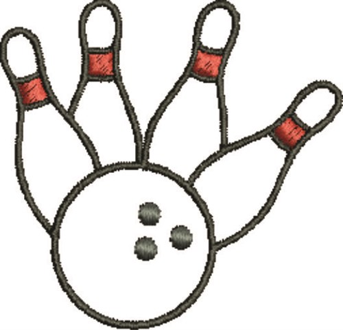 Outlines Embroidery Design: Outline Bowling Pins from Satin Stitch