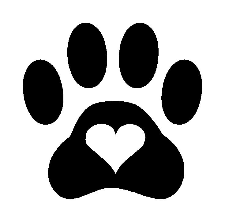 Dog paw prints with heart clipart