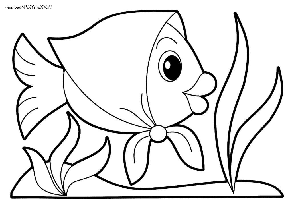 gambar kartun ikan lucu hitam putih