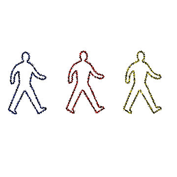 Glowing Outlines Of People Walking In Primary Colours ...