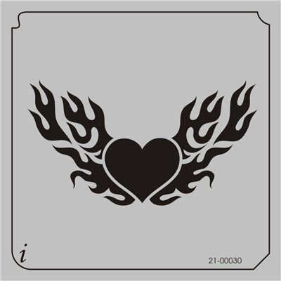 21-00030 Flaming Heart Decorative Stencil, Tattoo, 21-00030 ...