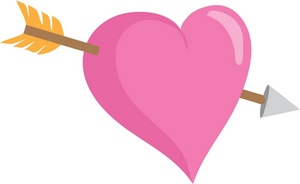 Love Clipart Image - Pink heart with Cupid's arrow through it ...