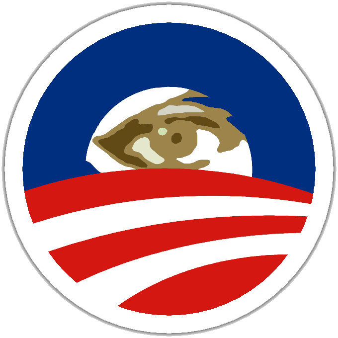 All Seeing Eye of Barack Obama button, magnet, from Irregular Times
