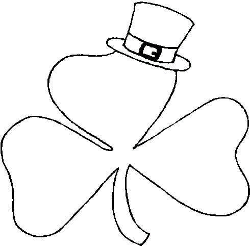 Shamrock Wearing a Hat Coloring Page to Print