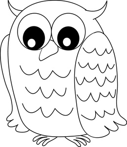 Owl Clipart Image: Wise old owl line drawing