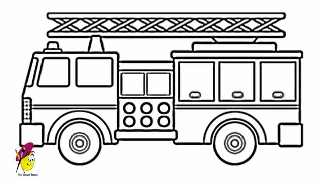 How To Draw A Cartoon Fire Truck