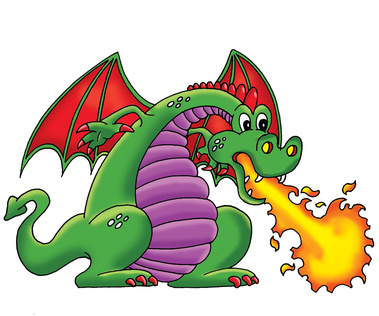 Cartoon Dragon Breathing Fire Clipart