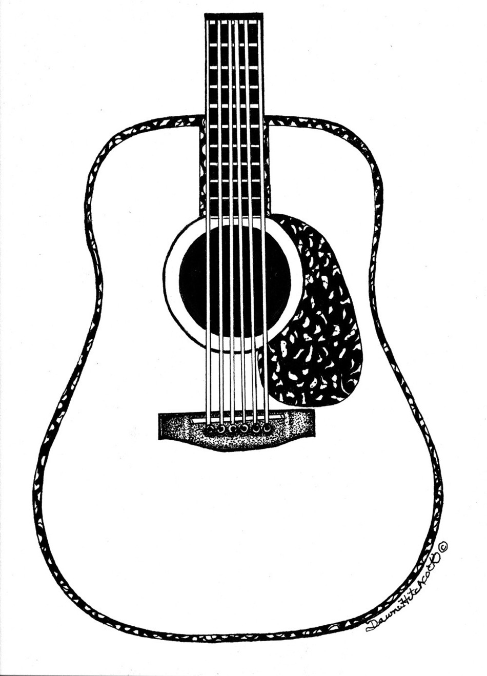 Guitar Line Drawing Clipart - Free to use Clip Art Resource